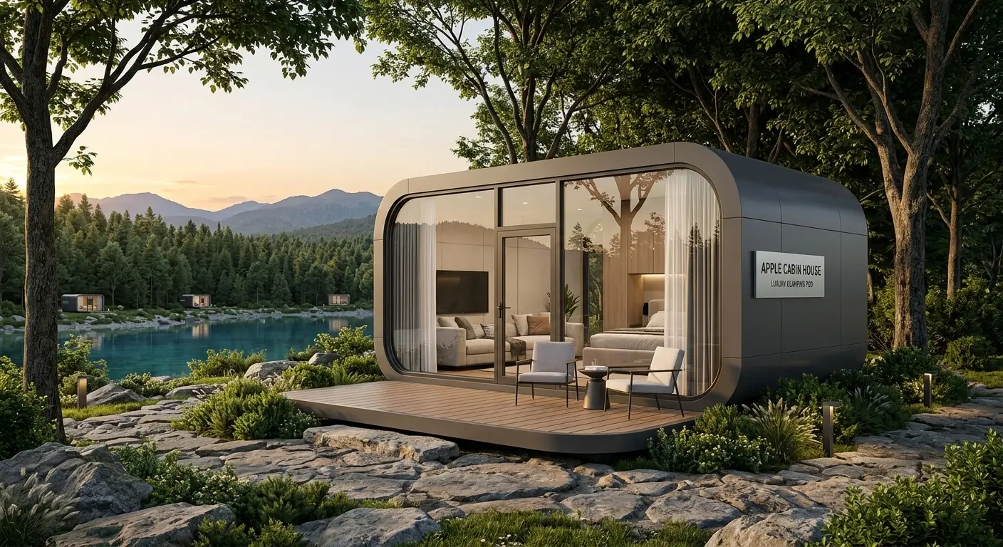 Factory Price Modern Prefab Apple Cabin House 20ft 40ft Luxury Glamping Pod Mobile House Office 2 Apple Cabin House1