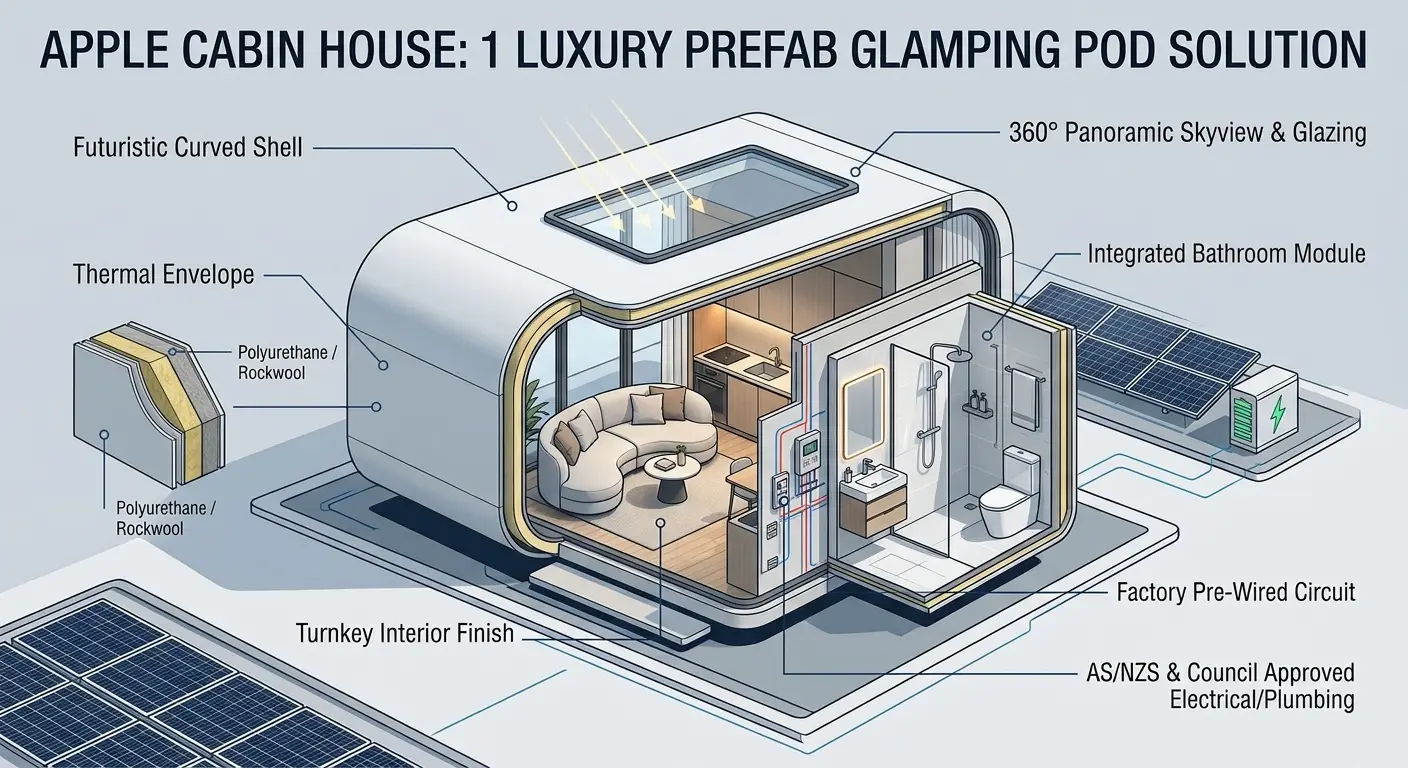 Factory Price Modern Prefab Apple Cabin House 20ft 40ft Luxury Glamping Pod Mobile House Office 3 Apple Cabin House2