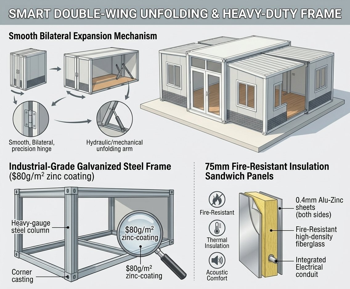 Luxury 2 Bedroom 40ft 20ft Expandable Prefab Office Expandable Sandwich Panel Modified Shipping Container House 3 Detachable Container House